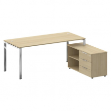 Metal System Direct Стол руковод. с тумбой БГ.СРТ-5.8 (R) Акация Лорка/Нержавеющая Сталь 1900*1620*7