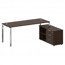 Metal System Direct Стол руковод. с тумбой БГ.СРТ-5.7 (R) Венге Цаво/Нержавеющая Сталь 1900*1520*750