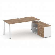 Style Project Direct Стол письменный с греденцией правой SN-6A.SRG-014.M(R) Дуб Табак/Белый/Дуб Таба