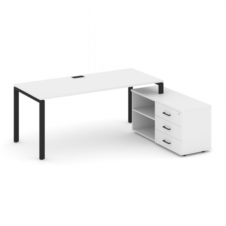 Style Project Direct Стол письменный с греденцией правой SN-6P.SRG-025.M(R) Белый/Металл Черный/Загл