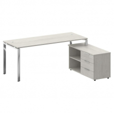 Metal System Direct Стол руковод. с тумбой БГ.СРТ-5.7 (R) Дуб Наварра/Нержавеющая Сталь 1900*1520*75