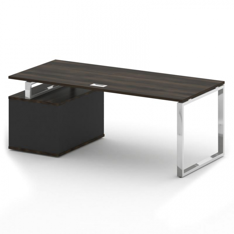 Шифт Стол руководителя с опорной тумбой, правый SK.SRT-200 (R) Дуб Мали/Антрацит NEW 2000*904*753