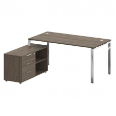 Metal System Direct Стол руковод. с тумбой БГ.СРТ-4.8 (L) Вяз Благородный/Нержавеющая Сталь 1700*162