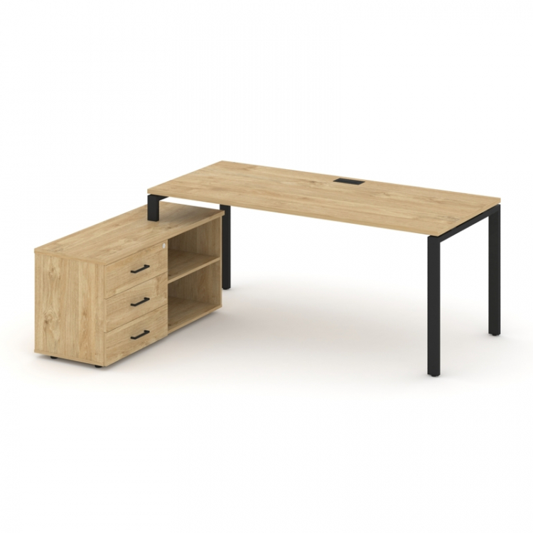 Style Project Direct Стол письменный с греденцией левой SN-6P.SRG-026.M(L) Тиквуд Светлый/Металл Чер