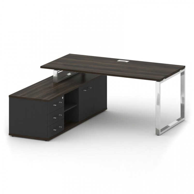 Shift Стол руководителя с опорной греденцией, левый SK.SRG-180 (L) Дуб Мали/Антрацит 1800*1800*753