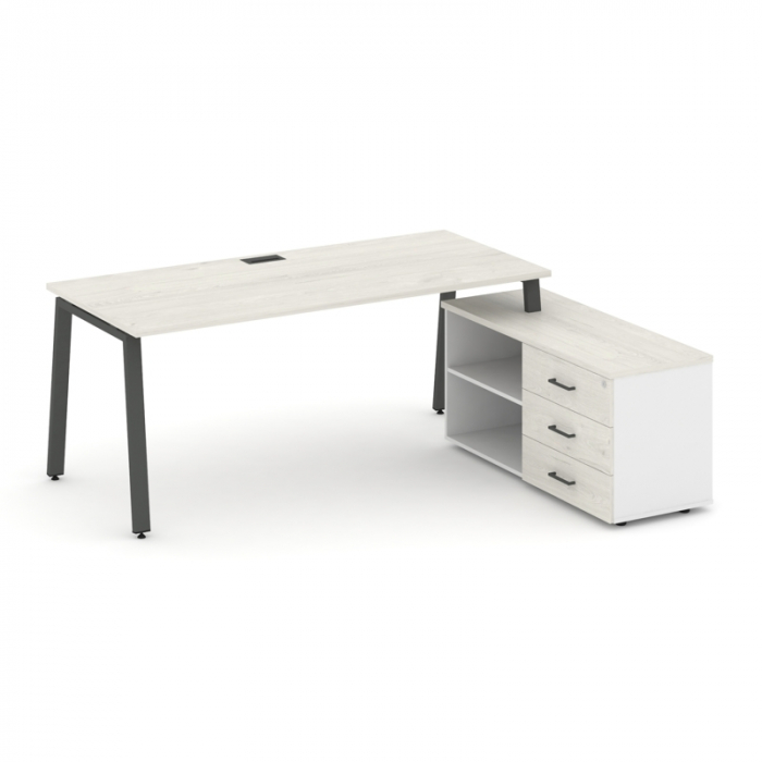 Style Project Direct Стол письменный с греденцией правой SN-6A.SRG-024.M(R) Дуб Наварра/Белый/Дуб На