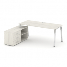 Style Project Direct Lux Стол письменный с греденцией левой M-SN-6A.SRG-023.M(L) Дуб Наварра/Нержаве