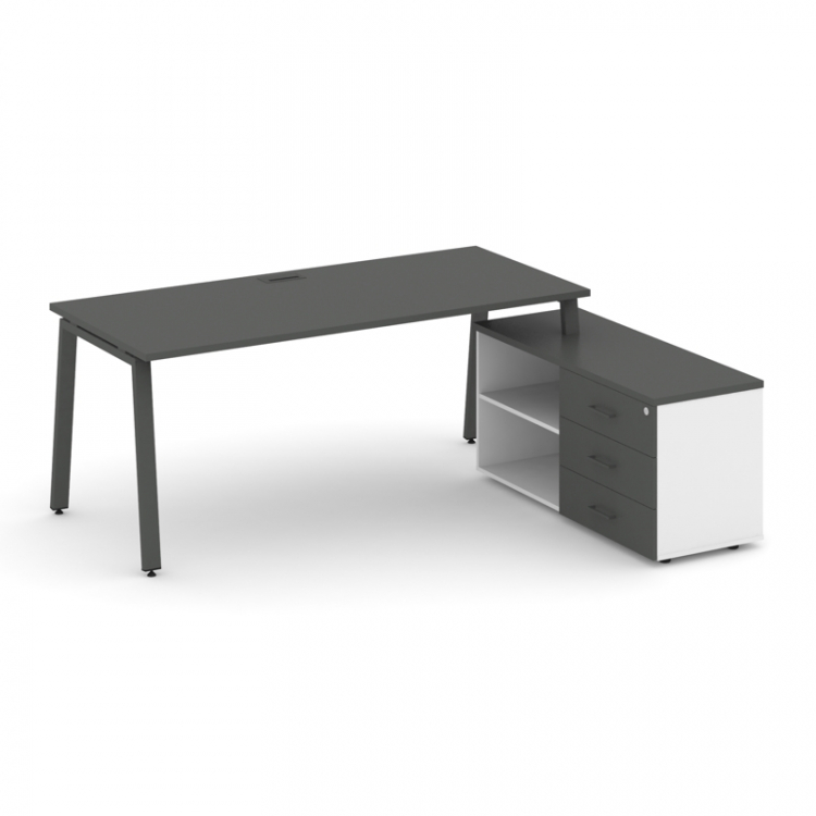 Style Project Direct Стол письменный с греденцией правой SN-6A.SRG-016.M(R) Антрацит/Белый/Антрацит/