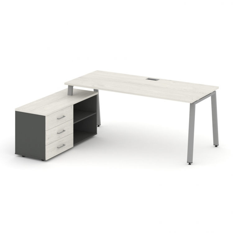 Style Project Direct Стол письменный с греденцией левой SN-6A.SRG-025.M(L) Дуб Наварра/Антрацит/Дуб