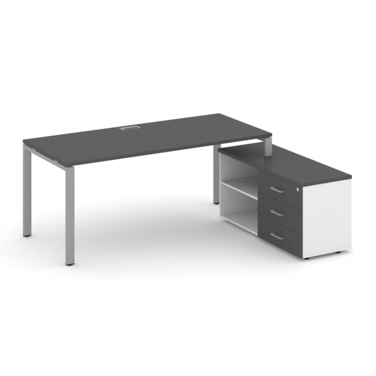 Style Project Direct Стол письменный с греденцией правой SN-6P.SRG-013.M(R) Антрацит/Белый/Антрацит/