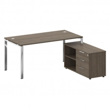 Metal System Direct Стол руковод. с тумбой БГ.СРТ-4.8 (R) Вяз Благородный/Нержавеющая Сталь 1700*162