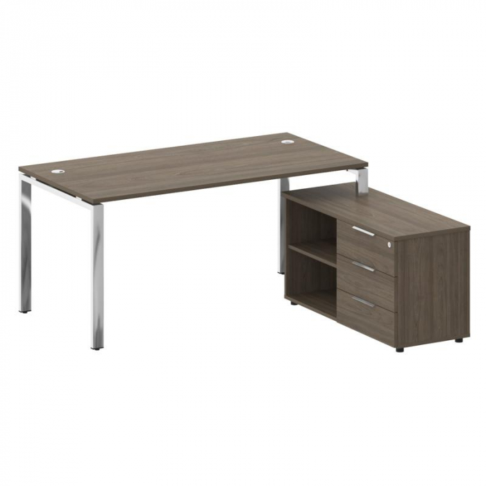 Metal System Direct Стол руковод. с тумбой БГ.СРТ-4.8 (R) Вяз Благородный/Нержавеющая Сталь 1700*162