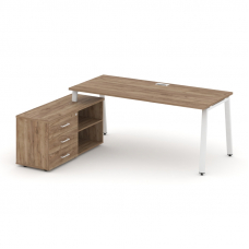 Style Project Direct Стол письменный с греденцией левой SN-6A.SRG-024.M(L) Дуб Табак/Металл Белый/За