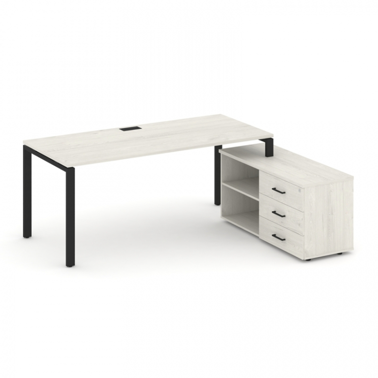 Style Project Direct Стол письменный с греденцией правой SN-6P.SRG-015.M(R) Дуб Наварра/Металл Черны