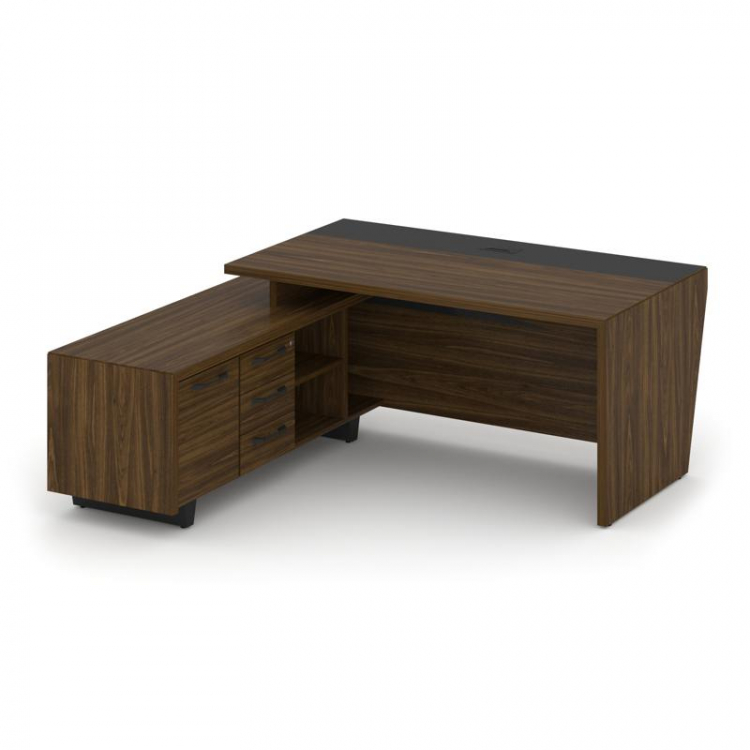 Corner Стол руководителя с тумбой COR.SRT-18 (L) Орех Лоренцо/Графит/Металл Графит 1800*1800*750