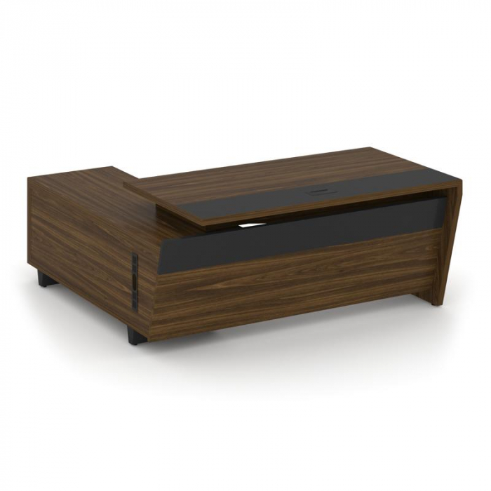 Corner Стол руководителя с тумбой COR.SRT-18 (R) Орех Лоренцо/Графит/Металл Графит 1800*1800*750