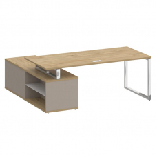 Shift Стол руководителя с опорной греденцией, правый SK.SRG-200 (R) Тиквуд Светлый/Капучино 2000*180