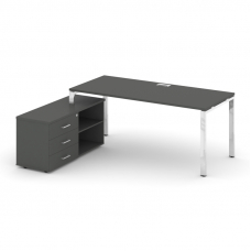 Style Project Direct Lux Стол письменный с греденцией левой M-SN-6P.SRG-015.M(L) Антрацит/Нержавеюща
