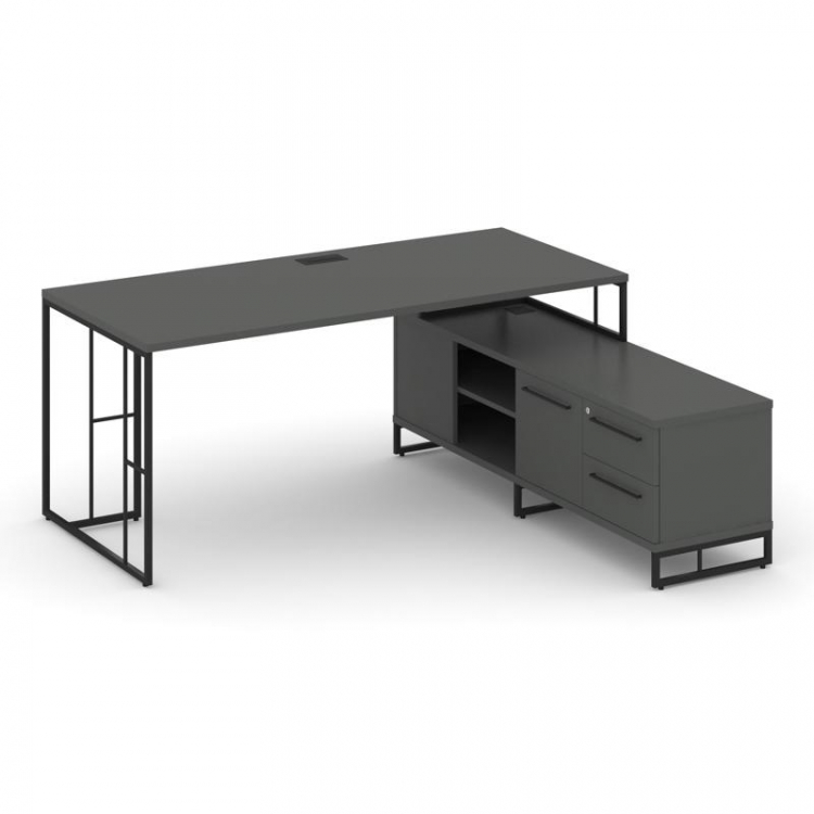 Rift Direct Стол руководителя на опорной тумбой RF.SRT-24 (R) Антрацит/Металл Черный/Черный Ручки 15