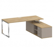 Shift Стол руководителя с опорной греденцией, правый SK.SRG-200 (R) Тиквуд Светлый/Капучино 2000*180