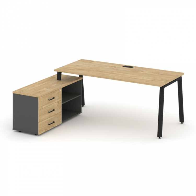 Style Project Direct Стол письменный с греденцией левой SN-6A.SRG-026.M(L) Тиквуд Светлый/Антрацит/Т