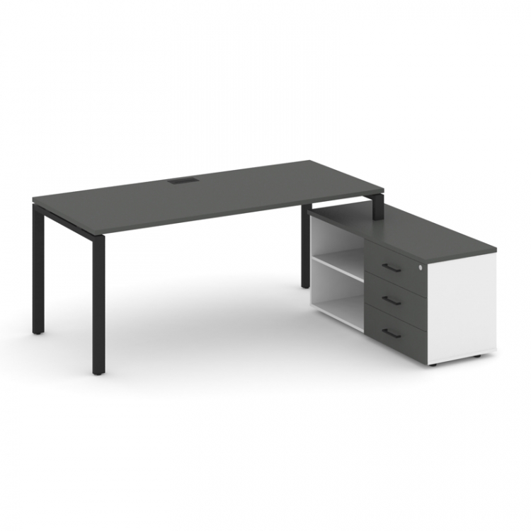 Style Project Direct Стол письменный с греденцией правой SN-6P.SRG-014.M(R) Антрацит/Белый/Антрацит/