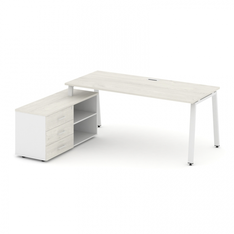Style Project Direct Стол письменный с греденцией левой SN-6A.SRG-024.M(L) Дуб Наварра/Белый/Дуб Нав