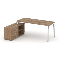 Style Project Direct Lux Стол письменный с греденцией левой M-SN-6A.SRG-026.M(L) Дуб Табак/Нержавеющ