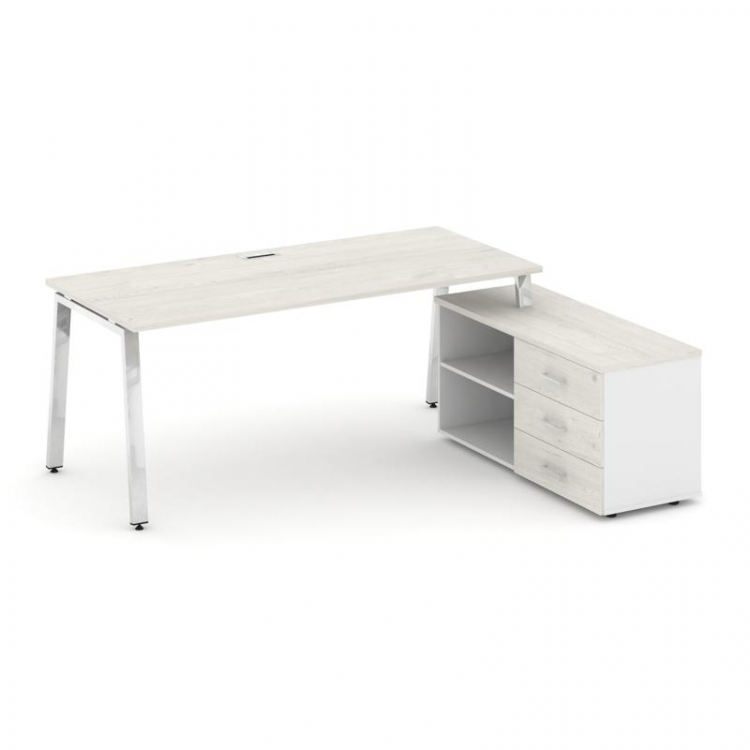 Style Project Direct Lux Стол письменный с греденцией правой M-SN-6A.SRG-014.M(R) Дуб Наварра/Белый/