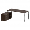 Metal System Direct Стол руковод. с тумбой БГ.СРТ-5.8 (L) Венге Цаво/Нержавеющая Сталь 1900*1620*750