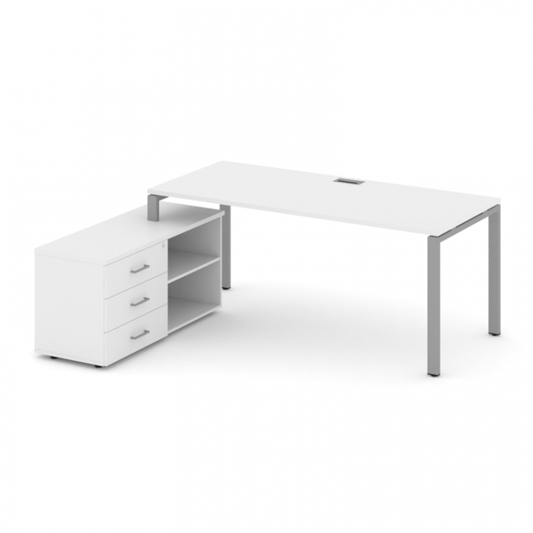 Style Project Direct Стол письменный с греденцией левой SN-6P.SRG-024.M(L) Белый/Металл Серый/Заглуш