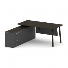 Fresco Стол руководителя FR.SR-18 (L) Дуб Темный/Базальт UM/Металл Черный/Нерж. Сталь 1800*1798*750