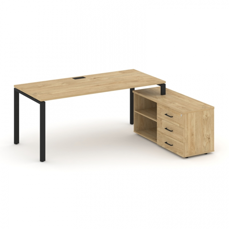 Style Project Direct Стол письменный с греденцией правой SN-6P.SRG-014.M(R) Тиквуд Светлый/Металл Че