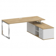 Shift Стол руководителя с опорной греденцией, правый SK.SRG-200 (R) Тиквуд Светлый/Белый Бриллиант 2