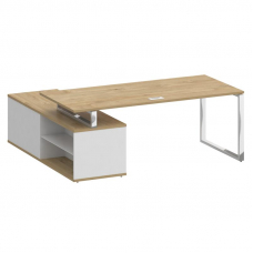 Shift Стол руководителя с опорной греденцией, правый SK.SRG-200 (R) Тиквуд Светлый/Белый Бриллиант 2
