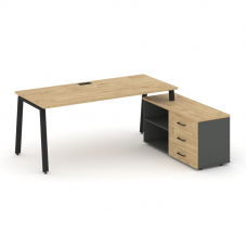 Style Project Direct Стол письменный с греденцией правой SN-6A.SRG-013.M(R) Тиквуд Светлый/Антрацит/