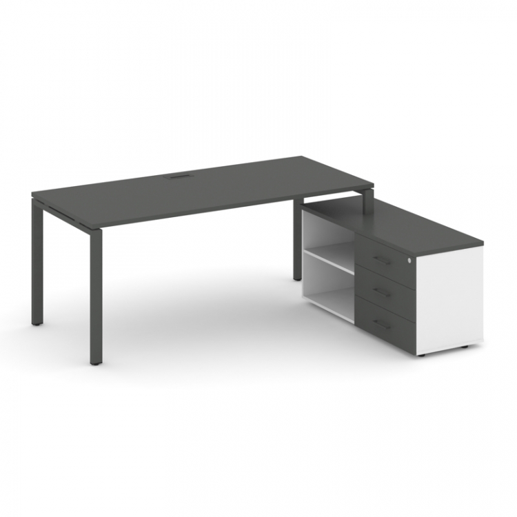 Style Project Direct Стол письменный с греденцией правой SN-6P.SRG-024.M(R) Антрацит/Белый/Антрацит/