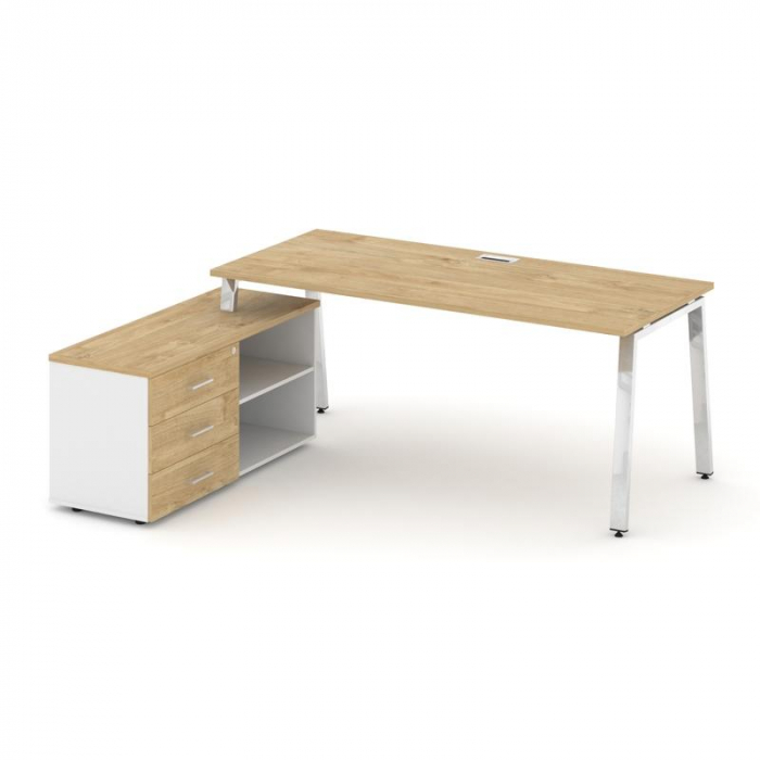 Style Project Direct Lux Стол письменный с греденцией левой M-SN-6A.SRG-016.M(L) Тиквуд Светлый/Белы