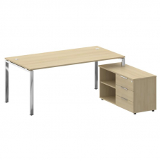 Metal System Direct Стол руковод. с тумбой БГ.СРТ-5.9 (R) Акация Лорка/Нержавеющая Сталь 1900*1720*7