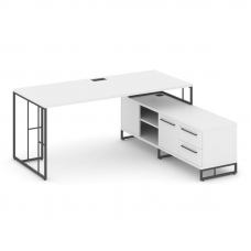 Rift Direct Стол руководителя на опорной тумбой RF.SRT-25 (R) Белый Бриллиант/Металл Антрацит/Черный