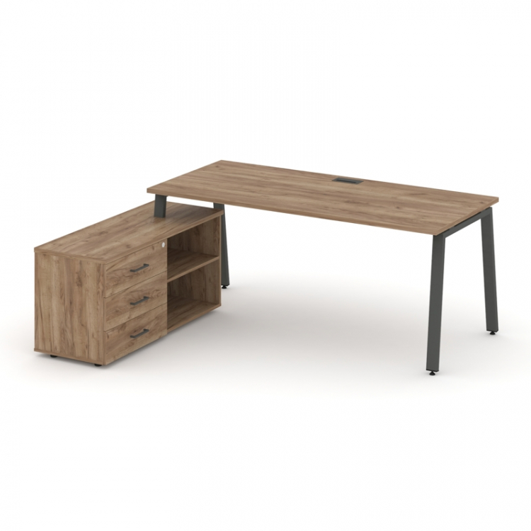 Style Project Direct Стол письменный с греденцией левой SN-6A.SRG-015.M(L) Дуб Табак/Металл Антрацит