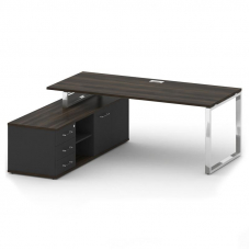 Шифт Стол руководителя с опорной греденцией, левый SK.SRG-200 (L) Дуб Мали/Антрацит NEW 2000*1800*75