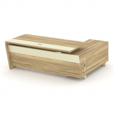 Corner Стол руководителя с тумбой COR.SRT-20 (L) Гикори Песочный/Ваниль/Металл Ваниль 2000*1800*750