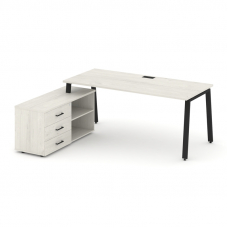 Style Project Direct Стол письменный с греденцией левой SN-6A.SRG-016.M(L) Дуб Наварра/Металл Черный