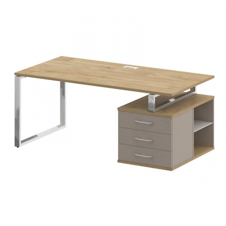 Shift Стол руководителя с опорной тумбой, правый SK.SRT-180 (R) Тиквуд Светлый/Капучино 1800*904*753