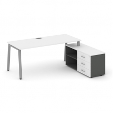Style Project Direct Стол письменный с греденцией правой SN-6A.SRG-015.M(R) Белый/Антрацит/Белый/Мет