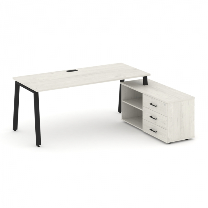 Style Project Direct Стол письменный с греденцией правой SN-6A.SRG-015.M(R) Дуб Наварра/Металл Черны