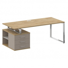 Shift Стол руководителя с опорной тумбой, левый SK.SRT-200 (L) Тиквуд Светлый/Капучино 2000*904*753