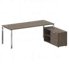 Metal System Direct Стол руковод. с тумбой БГ.СРТ-6.8 (R) Вяз Благородный/Нержавеющая Сталь 2100*162
