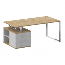 Shift Стол руководителя с опорной тумбой, левый SK.SRT-180 (L) Тиквуд Светлый/Белый Бриллиант 1800*9